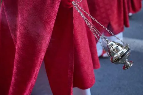 Catholic thurible. Incense in Easter. Stock Photos
