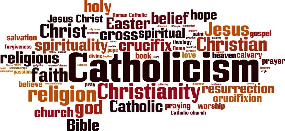 Catholicism word cloud Stock Illustration