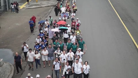 Catholics in Cebu City take part in a 'No Divorce' opposing a Govt proposition. Stock Footage 280306720