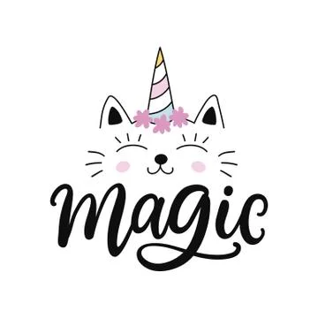 Caticorn. Vector cute cat unicorn cartoon character Stock Illustration