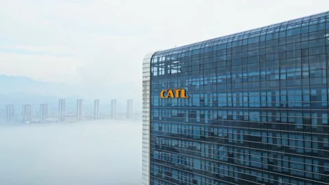 CATL office building under clouds5 Stock Footage 232750820