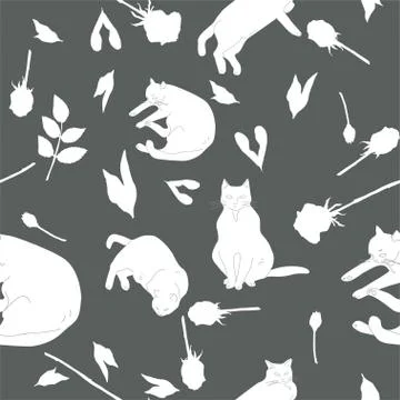 Cat.pattern.grey Stock Illustration