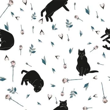 Cat.pattern.white Stock Illustration