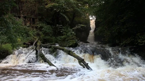Catrigg Force in spate, Yorkshire Dales, UK Stock Footage 114620159