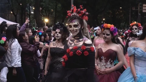 Catrinas Parade Celebration Stock Footage 118852516