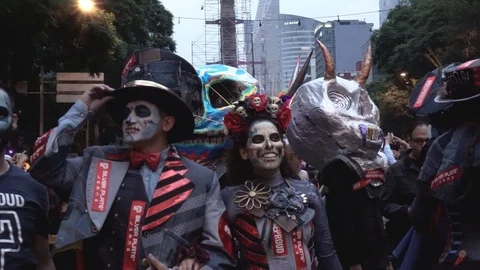 Catrinas Parade Celebration Stock Footage 118852555