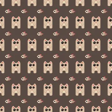 Cats and fish Stock Illustration