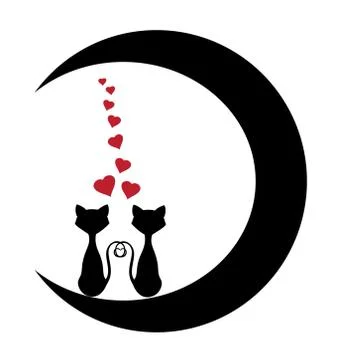 Cats and moon Stock Illustration