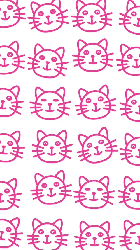 Cats Animated Background, Cute Pink Line Art Loop, 4K Vertical Pattern 库存影片 343882837
