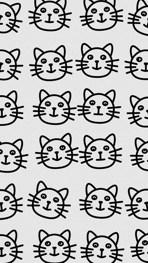 Cats Animated Pattern Loop, Black Cat Faces on Transparent Alpha Channel 库存影片 343882933