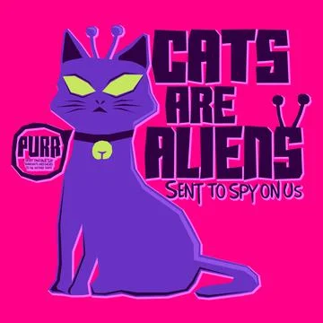 Cats are Aliens Funny Vector illustration print design. Stock Illustration