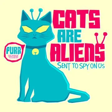 Cats are Aliens Funny Vector illustration print design. Stock Illustration