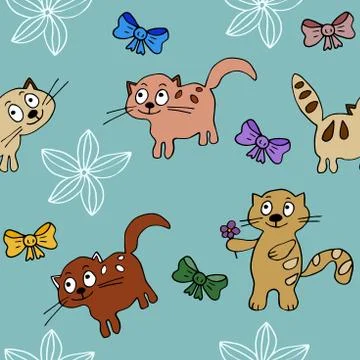 Cats backround in simple style Stock Illustration