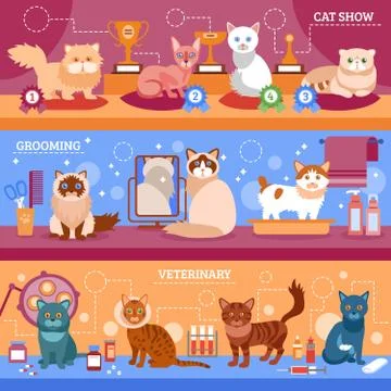 Cats banner set Illustrazione stock