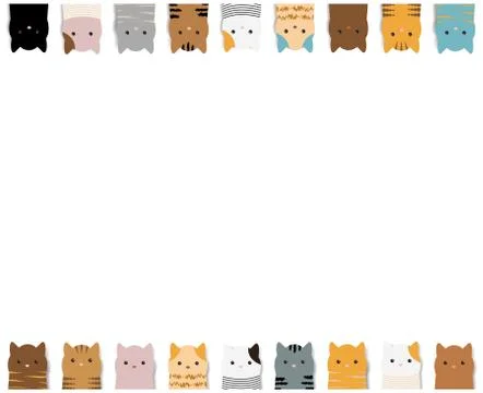 Cats Border Isolated White background Stock Illustration