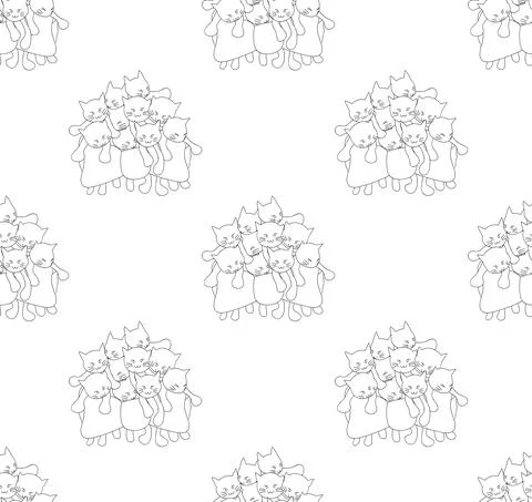 Cats Bouquet as Present on White Background Stock Illustration