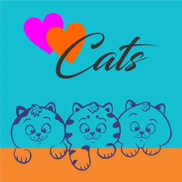 Cats cartoon for pattern design Stock Illustration