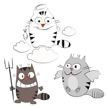 Cats in the clouds Stock Illustration