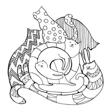 Cats coloring page Stock Illustration