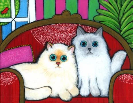 Cats on Couch Stock Illustration