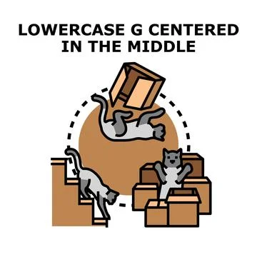 Cats creating lowercase g shape with boxes Stock Illustration