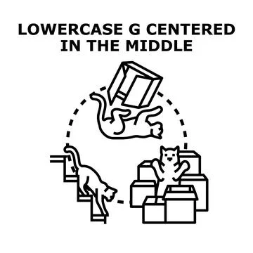 Cats creating lowercase g shape with boxes Stock Illustration