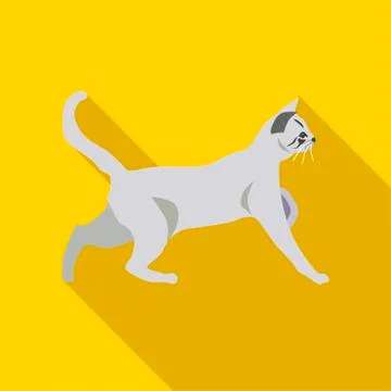 Cats of different breeds with long shadow Stock Illustration