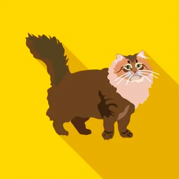 Cats of different breeds with long shadow Stock Illustration