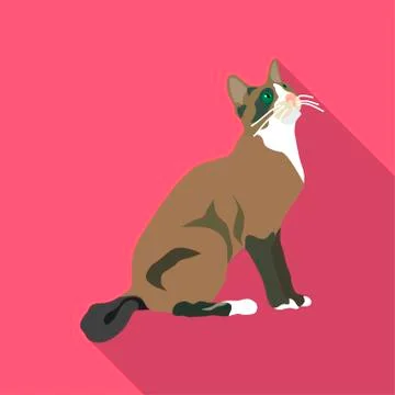 Cats of different breeds with long shadow Stock Illustration