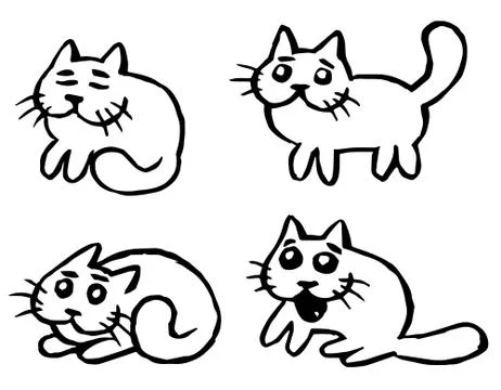  Cats Emoticons Set. Isolated Vector Illustration. Stock Illustration