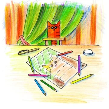 Cat's everyday life Stock Illustration