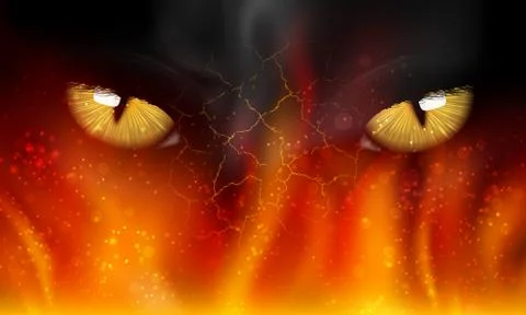 Cat's eyes on fire Stock Illustration