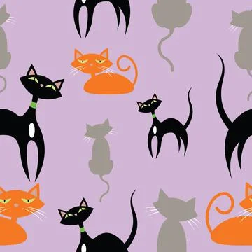 Cats Feline seamless Pattern Illustrazione stock