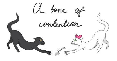 Cats Fight for Fish Bone Illustration