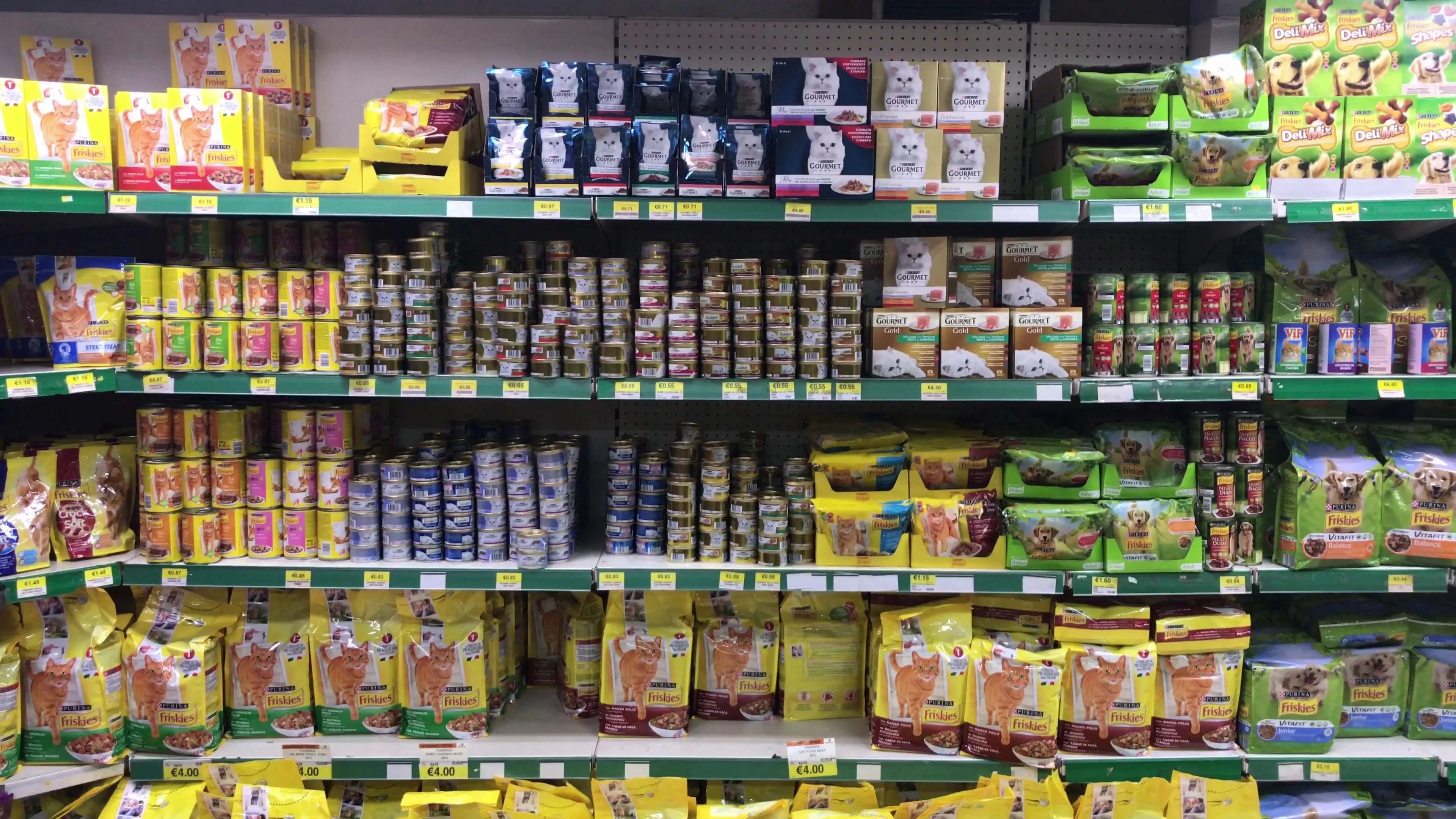 Cat s Food on a Shelf of a supermarket Store