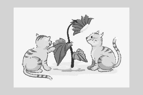 Cats halftone BW Stock Illustration