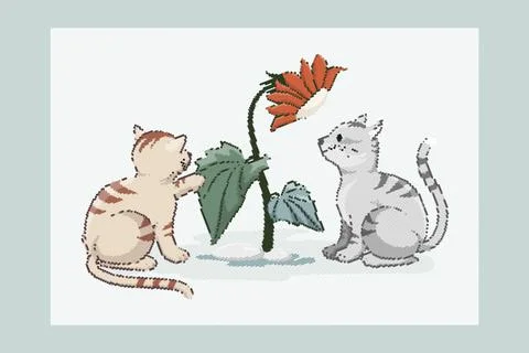 Cats halftone Color Иллюстрация