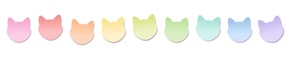 Cats Head Sticky Notes Colored Memos Illustration