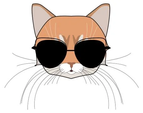 Cat's head with sunglasses. Stock Illustration