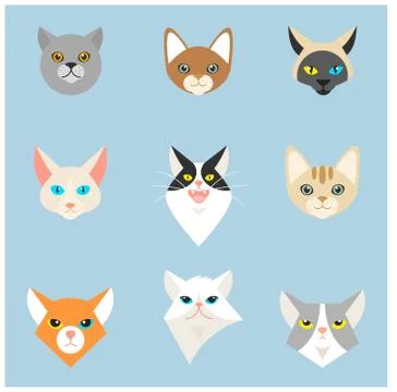 Cats heads emoticons vector. Stock Illustration