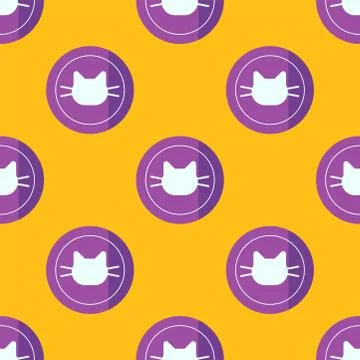 Cats heads vector illustration cute animal funny seamless pattern background Stock Illustration