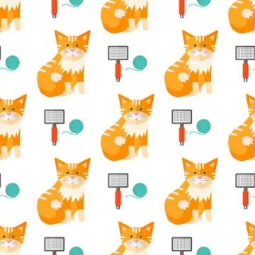 Cats heads vector illustration cute animal funny seamless pattern background Stock Illustration