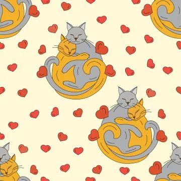 Cats hugging each other Stock Illustration