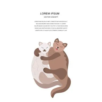 Cats hugging Stock Illustration