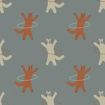 Cats with hula hoop Stock Illustration