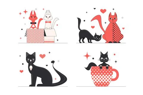 Cats labels set. Illustration. Stock Illustration