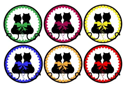 Cats love button vector Stock Illustration