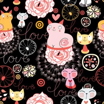 Cats in love Stock Illustration