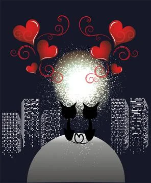 Cats in love Stock Illustration