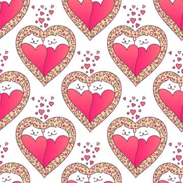 Cats love pattern Stock Illustration